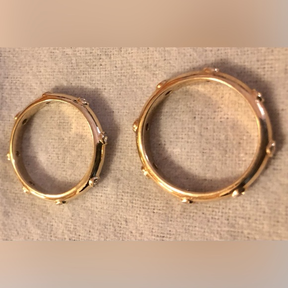 💫 VGUC Set of 2 Hidalgo Gold Vermeil/CZ Stackable Band Rings, SZ 9 💫 - Picture 4 of 11